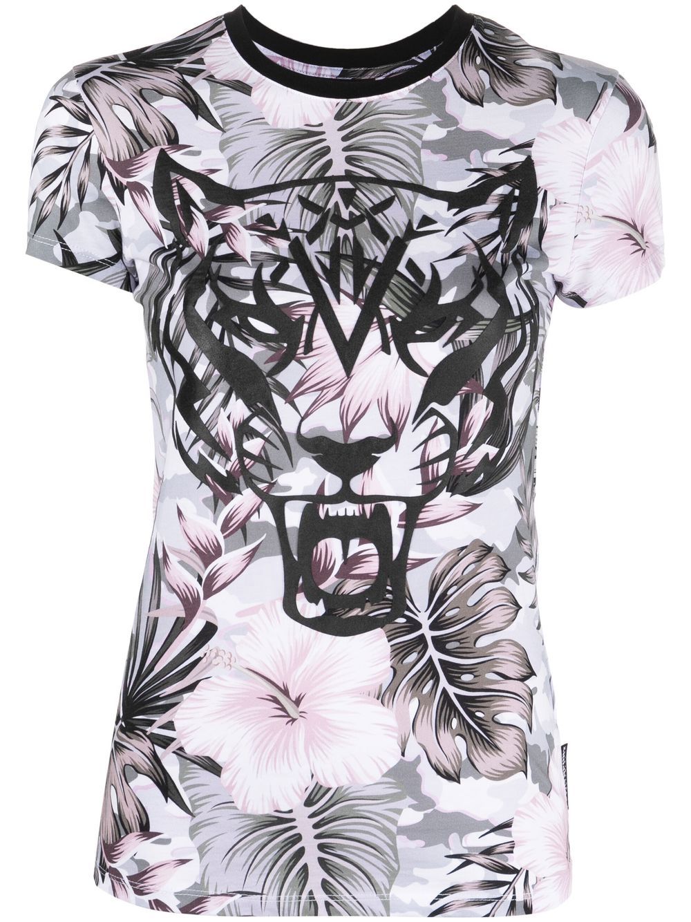 Plein Sport tiger-print floral T-shirt - White von Plein Sport