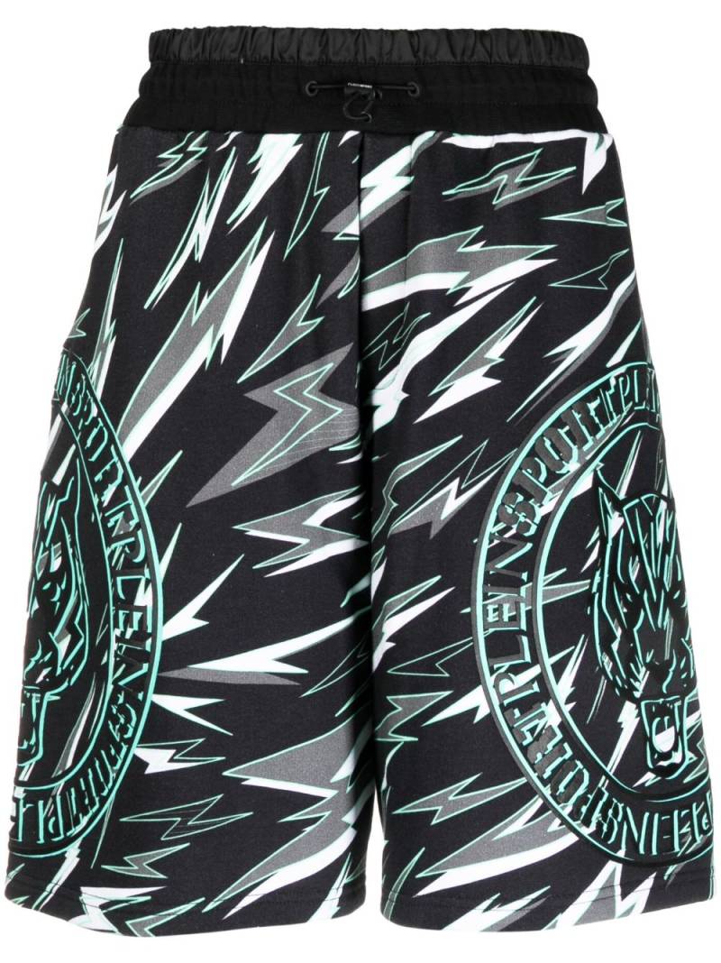 Plein Sport tiger-print jogging shorts - Black von Plein Sport