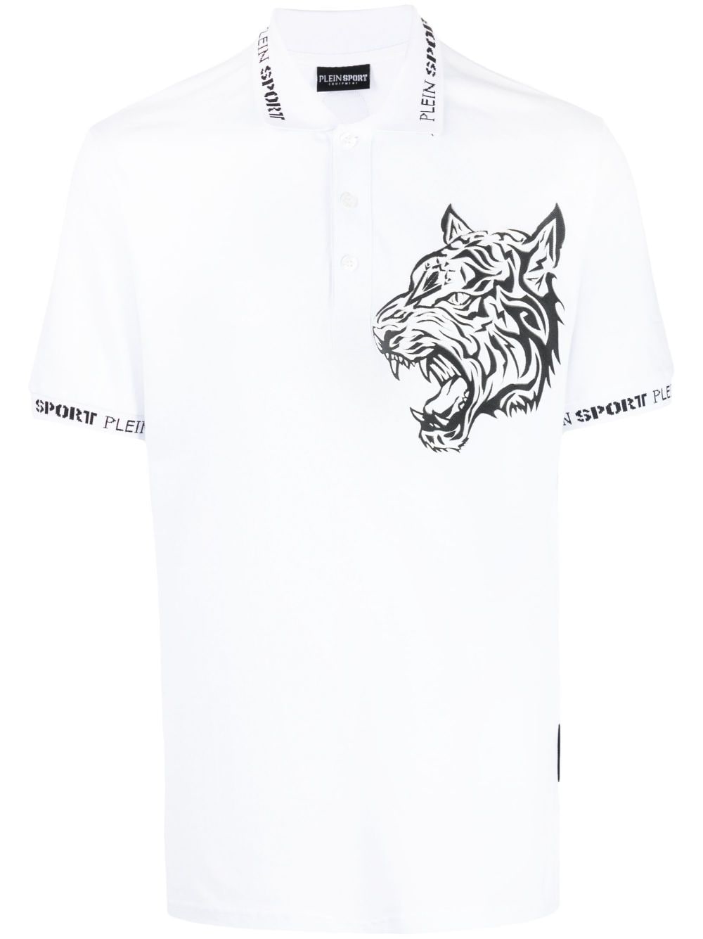 Plein Sport tiger-print polo shirt - White von Plein Sport