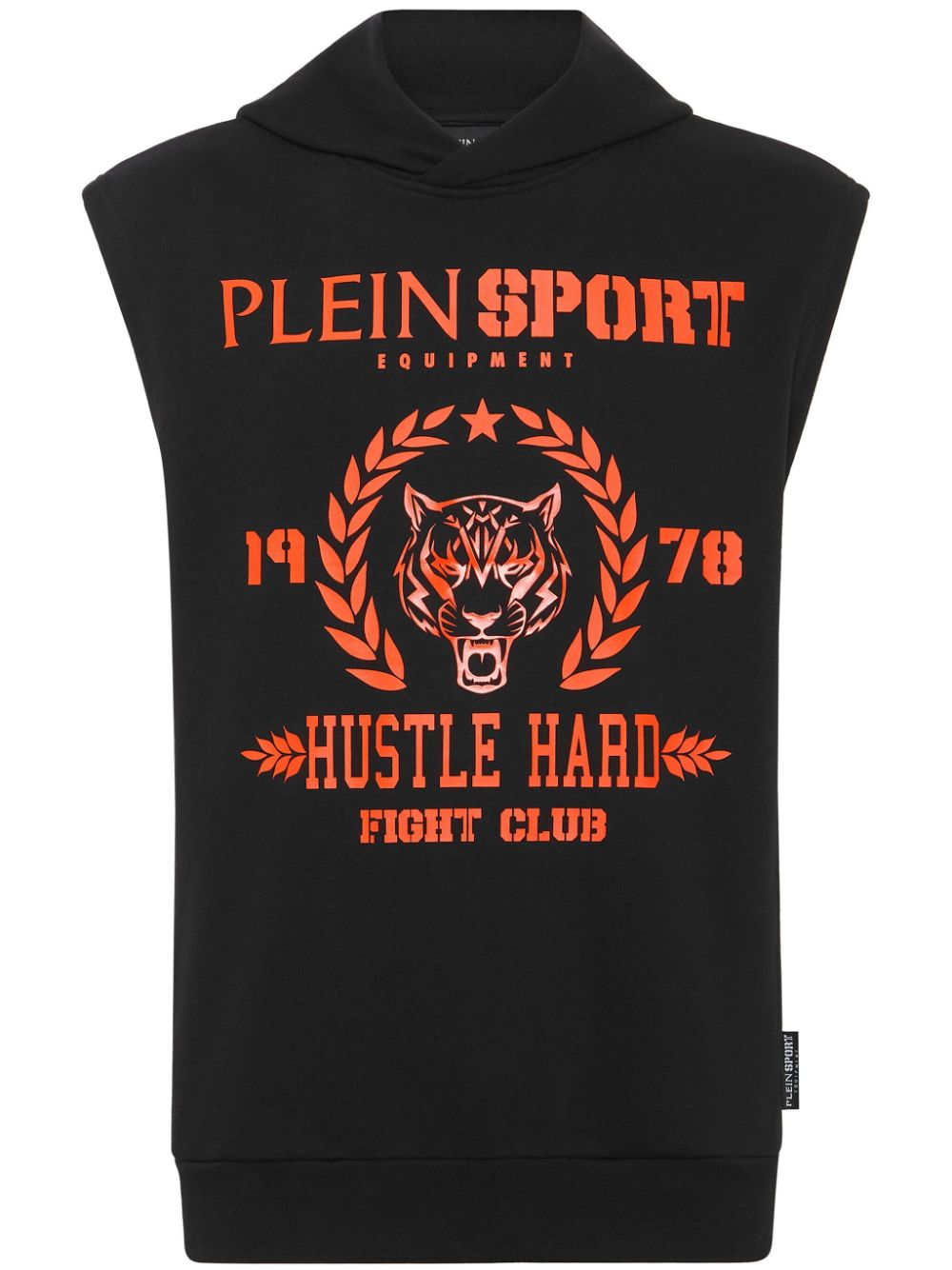 Plein Sport tiger-print sleeveless hoodie - Black von Plein Sport