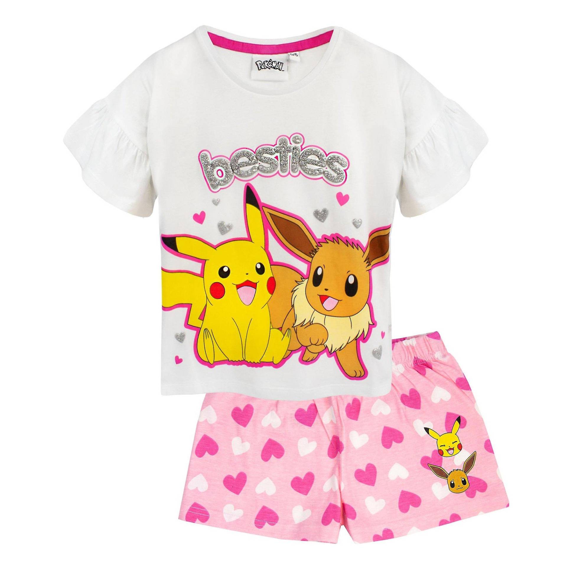 Besties Schlafanzug Mit Shorts (3erpack)rüschen Mädchen Weiss 122 von Pokémon