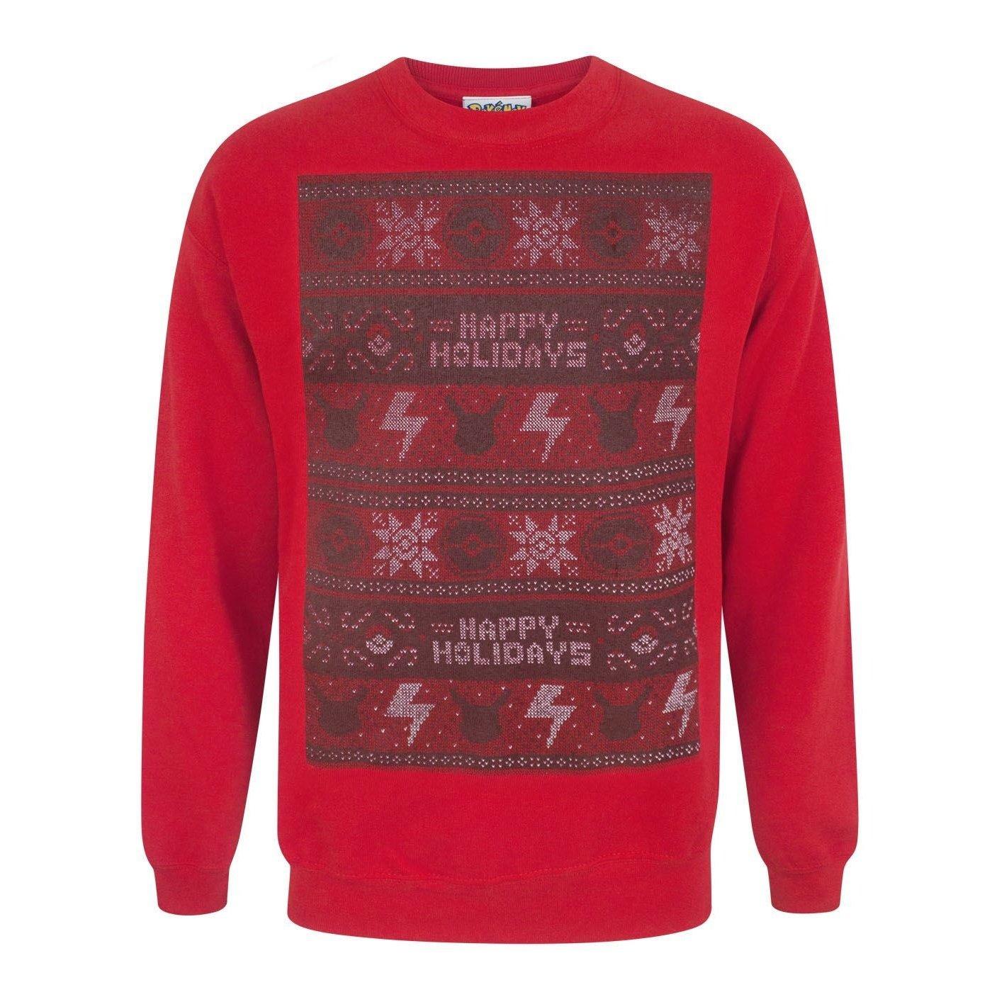 Happy Holidays Weihnachtspullover Herren Rot Bunt XXL von Pokémon