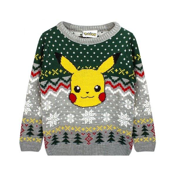 Pullover Weihnachtliches Design Jungen Grau 158/164 von Pokémon