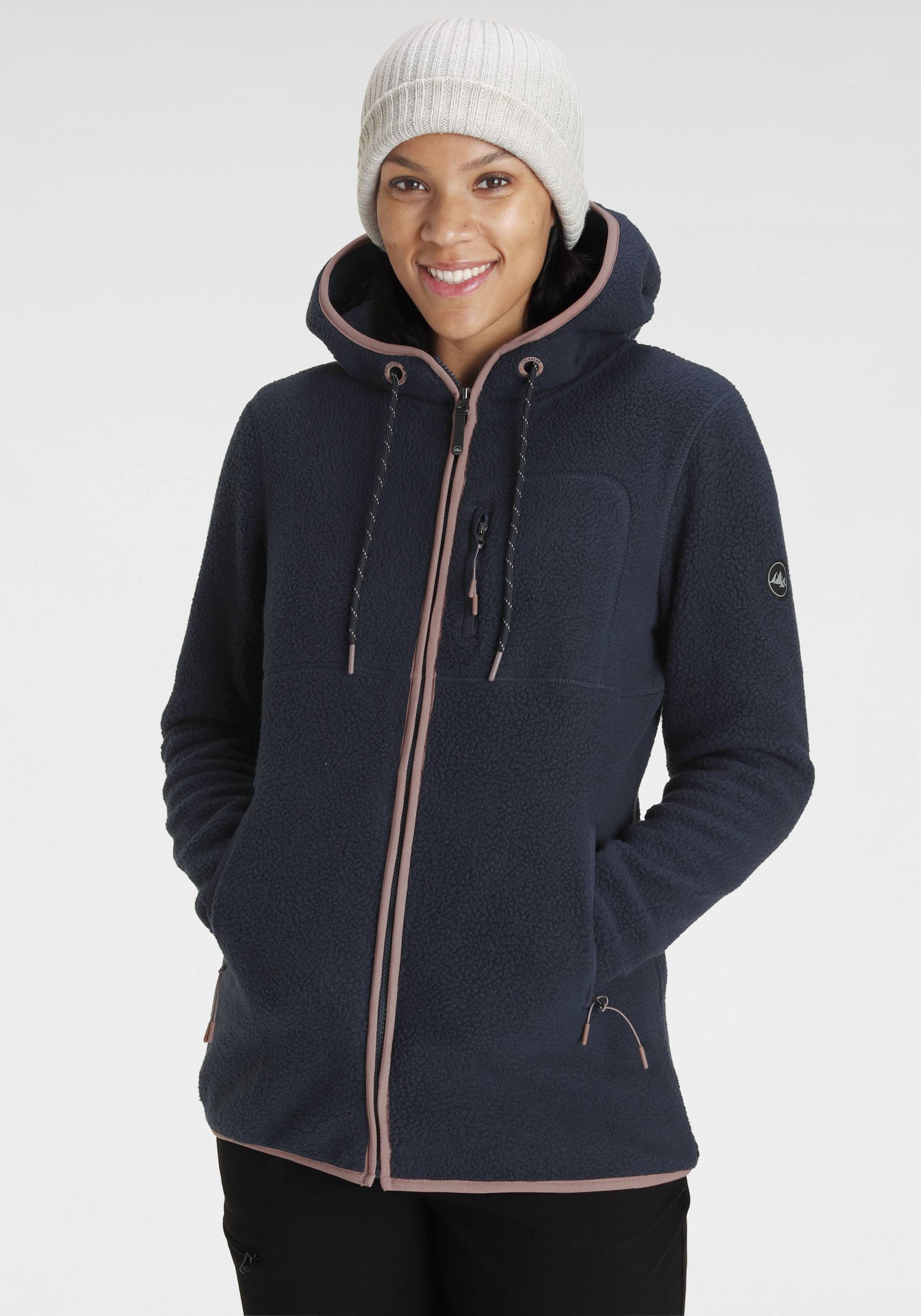 Polarino Fleecejacke, mit Kapuze, aus Sherpa Fleece von Polarino