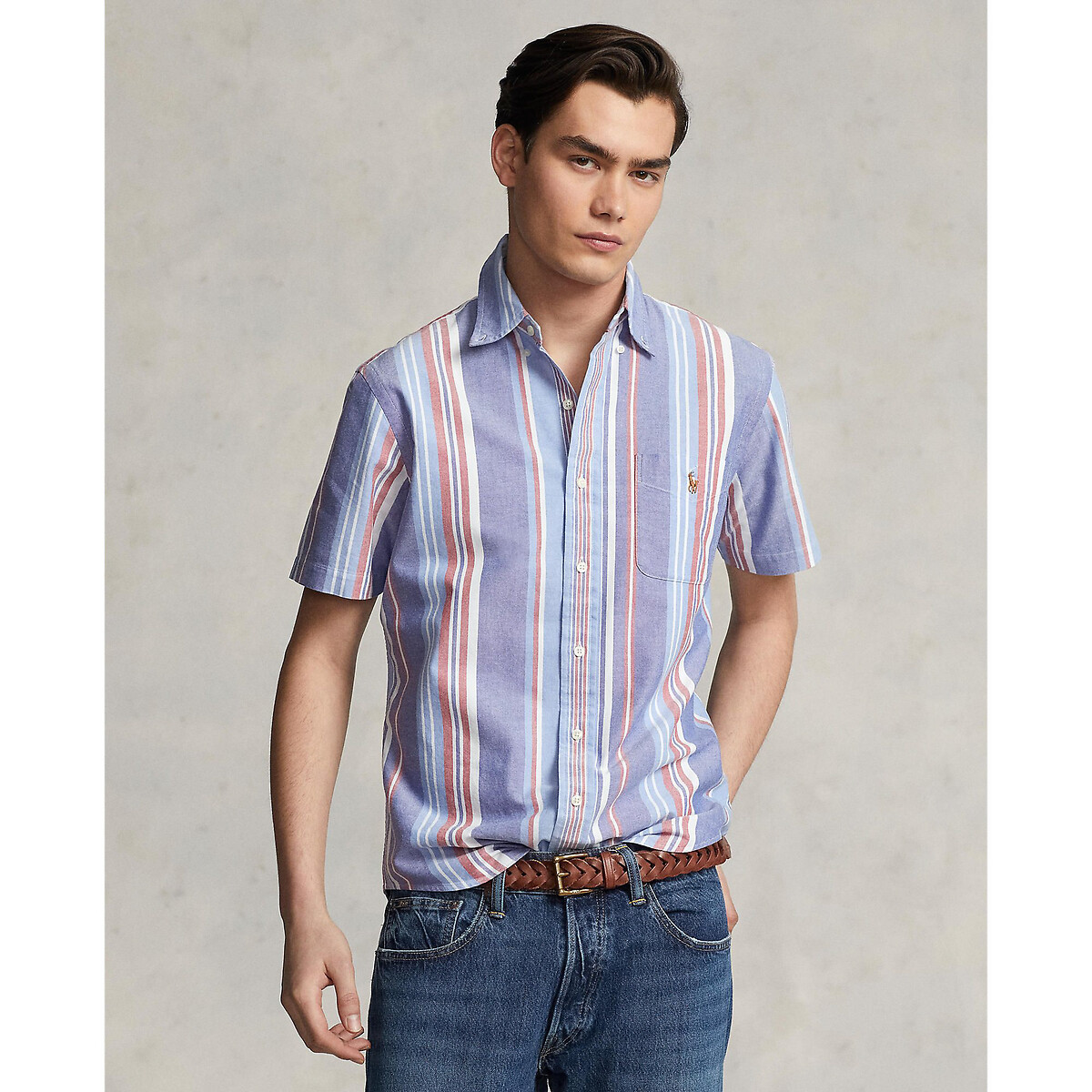 Gestreiftes Oxfordhemd mit kurzen Ärmeln, Regular-Fit von Polo Ralph Lauren