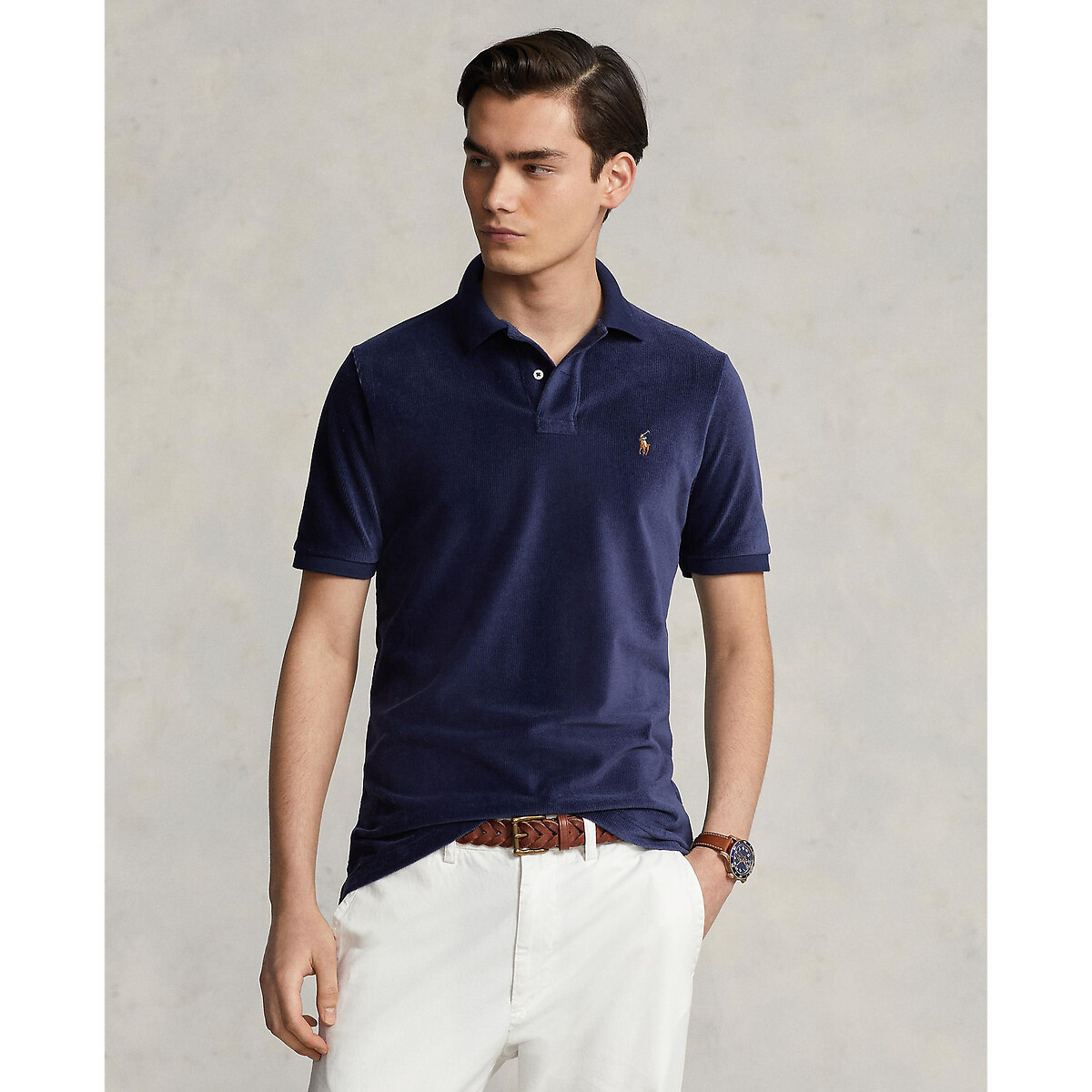 Kurzärmeliges Poloshirt mit Logo-Stitching, Baumwoll-Stretch von Polo Ralph Lauren