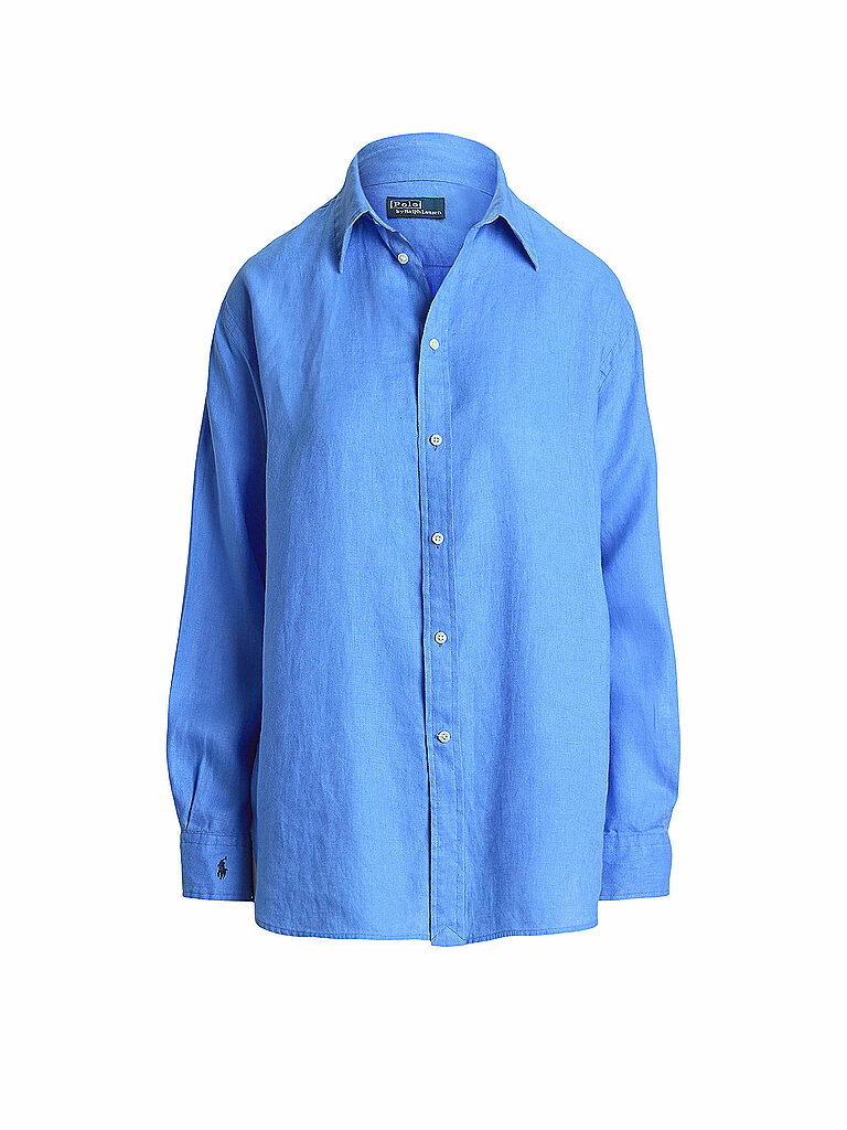 POLO RALPH LAUREN Leinenbluse blau | M von Polo Ralph Lauren