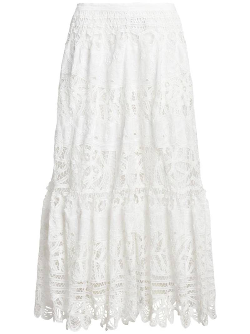 Polo Ralph Lauren Battenberg-lace midi skirt - White von Polo Ralph Lauren