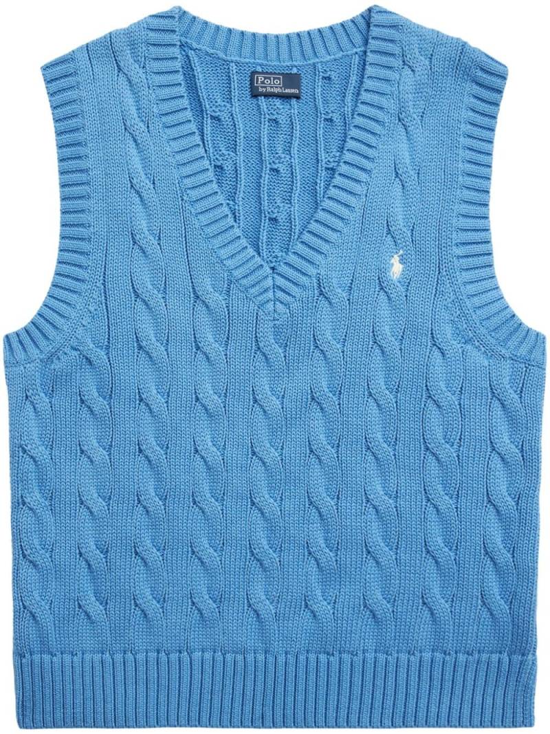 Polo Ralph Lauren Polo Pony embroidered cable knit vest - Blue von Polo Ralph Lauren