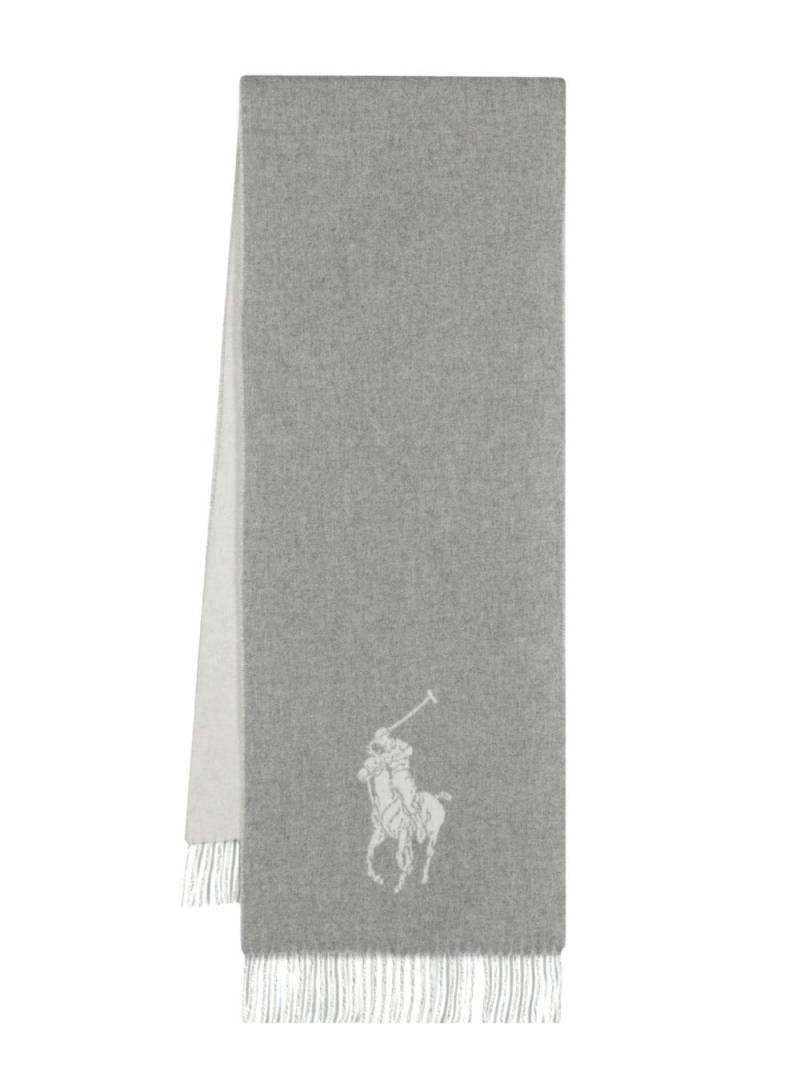 Polo Ralph Lauren Polo Pony-motif fringed-edge scarf - Grey von Polo Ralph Lauren