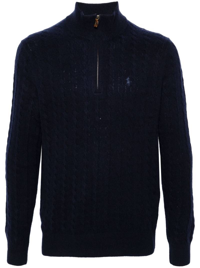 Polo Ralph Lauren Pony-embroidered cable-knit jumper - Blue von Polo Ralph Lauren