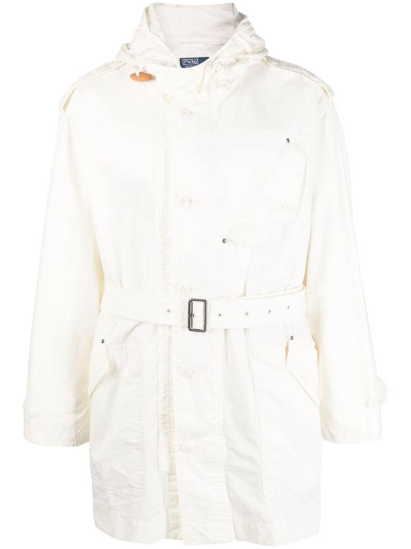 Polo Ralph Lauren belted-waist hooded cotton parka - White von Polo Ralph Lauren