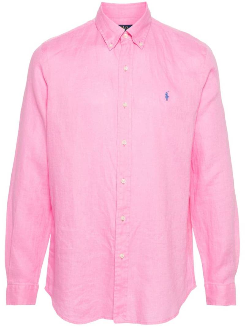 Polo Ralph Lauren buttoned-down slim-cut linen shirt - Pink von Polo Ralph Lauren