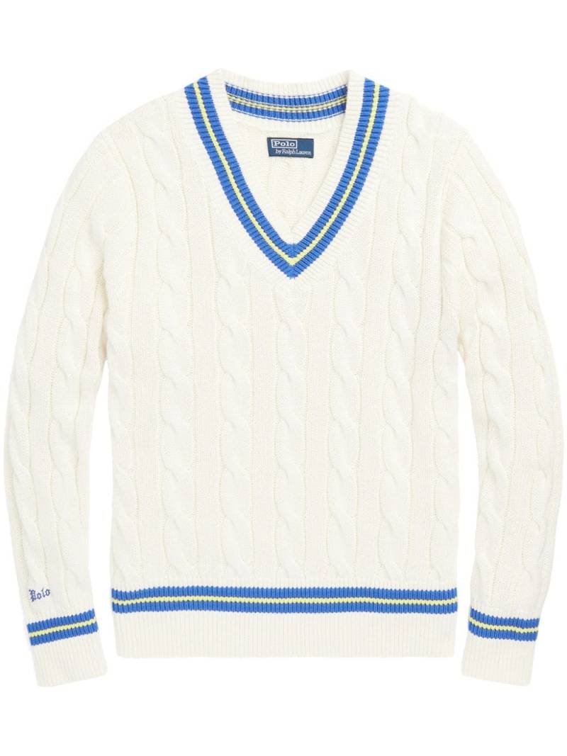 Polo Ralph Lauren cable-knit cotton-blend jumper - White von Polo Ralph Lauren