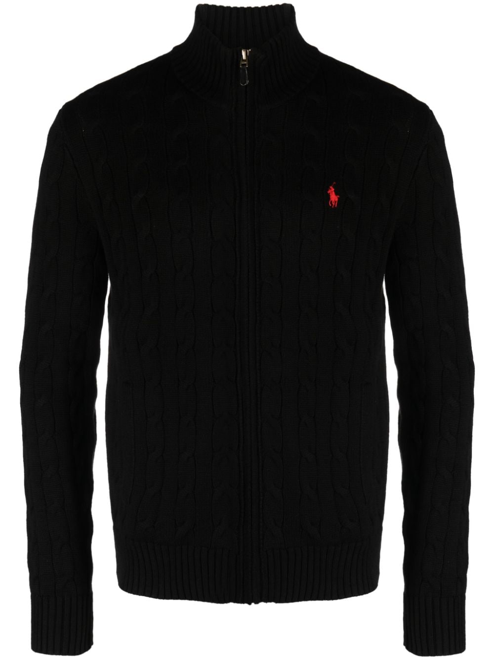 Polo Ralph Lauren cable-knit cotton zip-up cardigan - Black von Polo Ralph Lauren