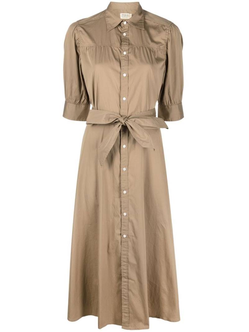 Polo Ralph Lauren cotton tied-waist midi shirt dress - Neutrals von Polo Ralph Lauren