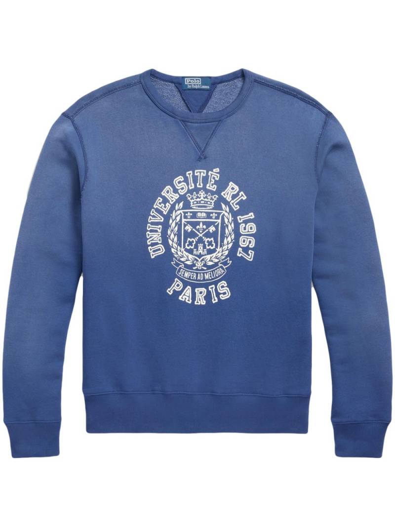 Polo Ralph Lauren crest-print jersey sweatshirt - Blue von Polo Ralph Lauren