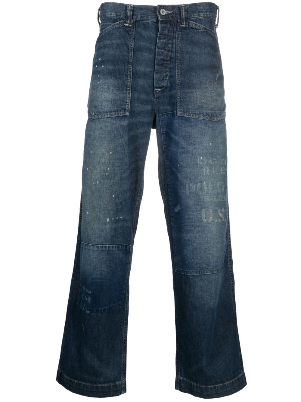 Polo Ralph Lauren distressed-finish wide-leg jeans - Blue von Polo Ralph Lauren