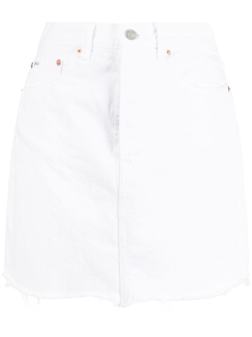 Polo Ralph Lauren distressed hem short denim skirt - White von Polo Ralph Lauren