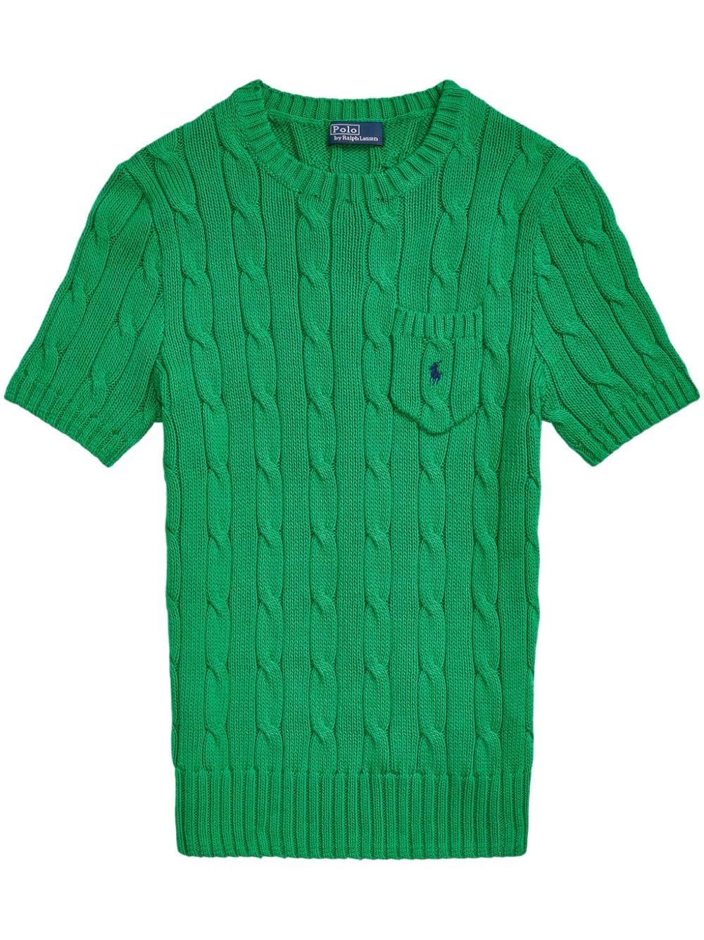 Polo Ralph Lauren embroidered-logo cable-knit T-shirt - Green von Polo Ralph Lauren