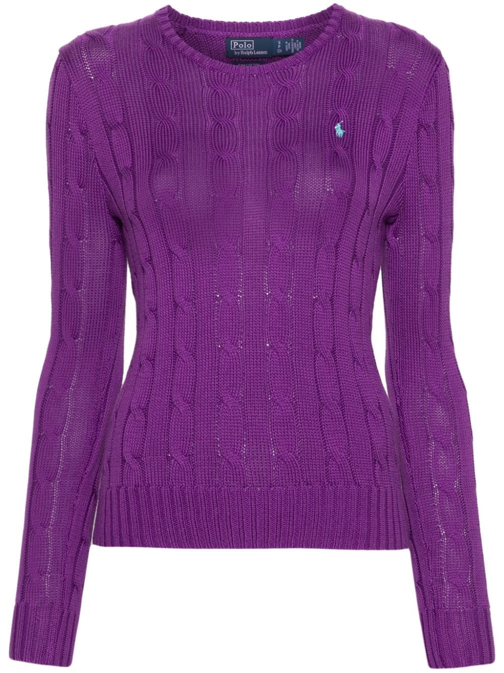 Polo Ralph Lauren embroidered-logo cable-knit jumper - Purple von Polo Ralph Lauren