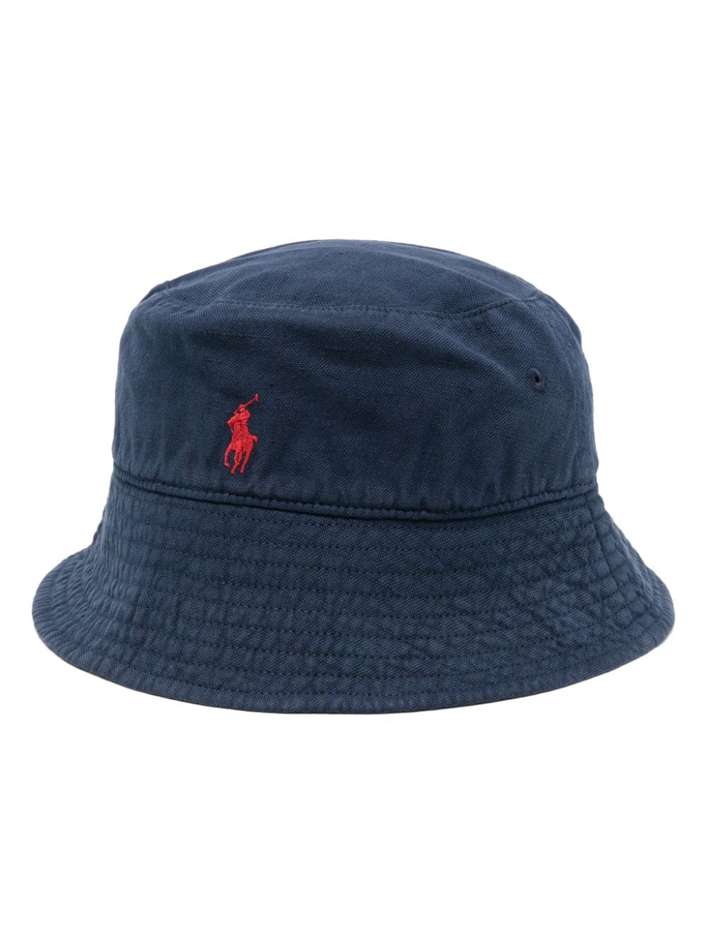 Polo Ralph Lauren embroidered-logo linen bucket hat - Blue von Polo Ralph Lauren