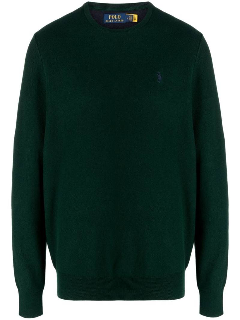 Polo Ralph Lauren embroidered-logo piqué-cotton jumper - Green von Polo Ralph Lauren