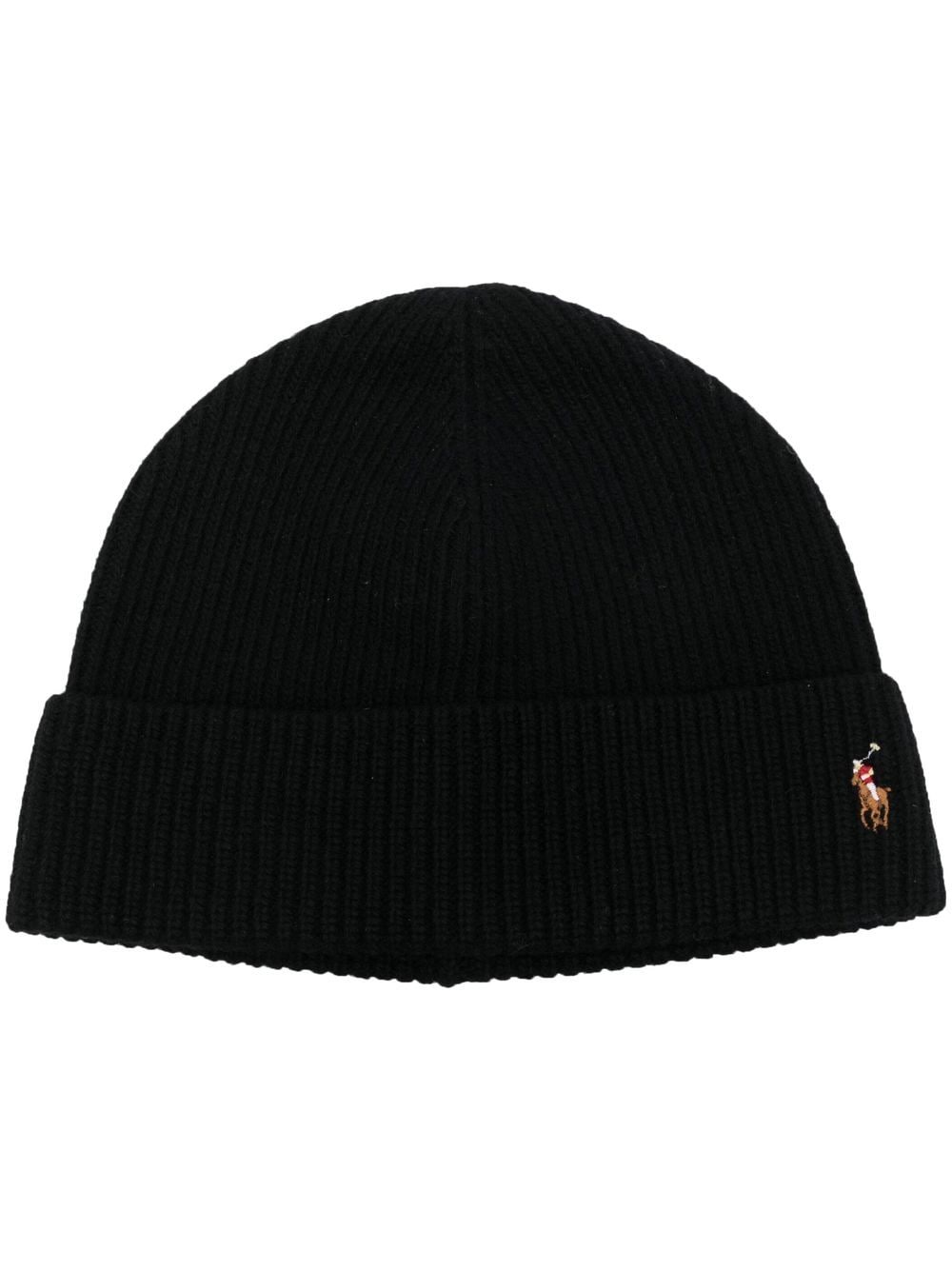 Polo Ralph Lauren embroidered-logo ribbed-knit hat - Black von Polo Ralph Lauren