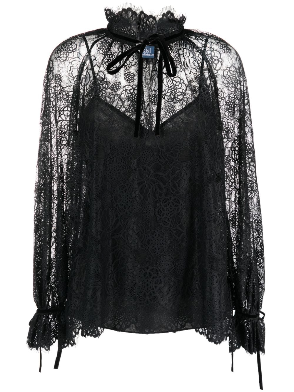 Polo Ralph Lauren floral-lace semi-sheer blouse - Black von Polo Ralph Lauren