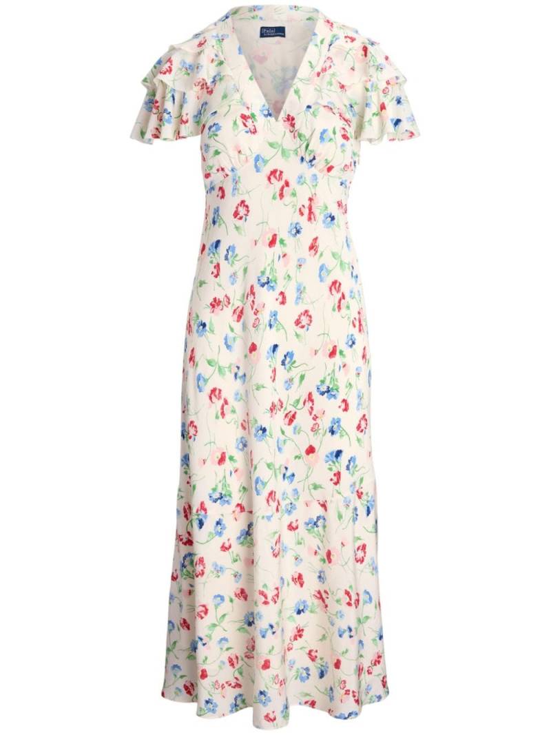 Polo Ralph Lauren floral-print silk midi dress - Neutrals von Polo Ralph Lauren