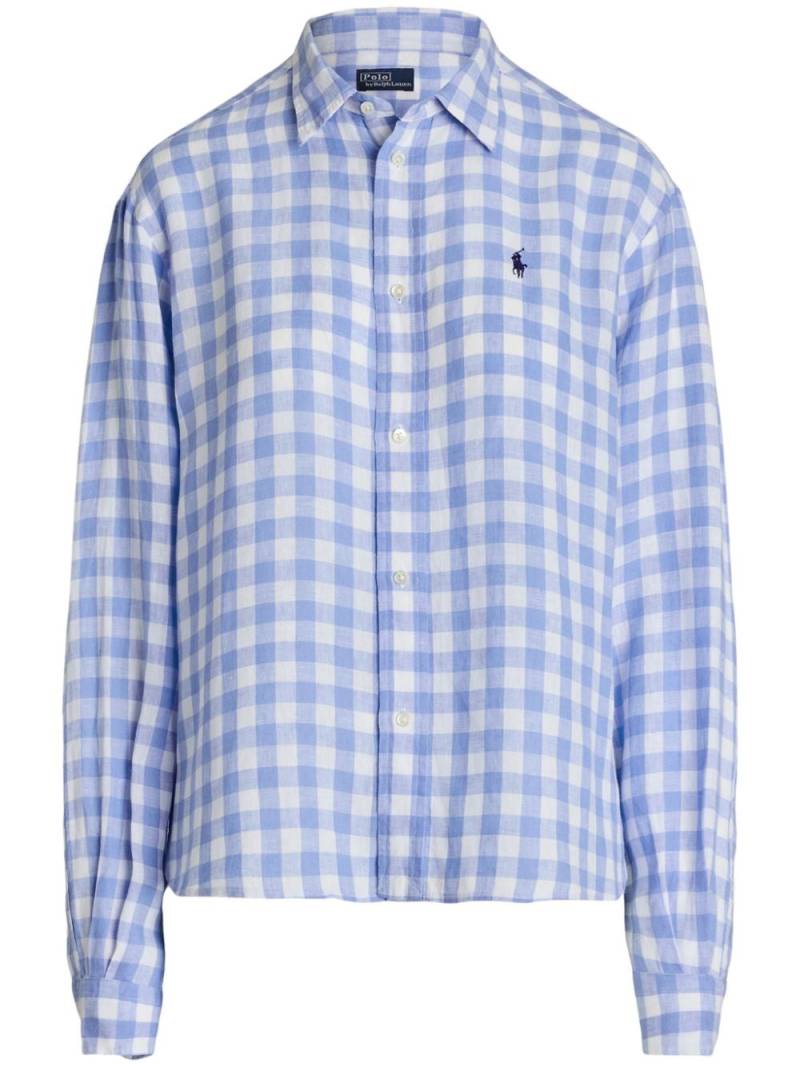 Polo Ralph Lauren gingham-print linen shirt - Blue von Polo Ralph Lauren