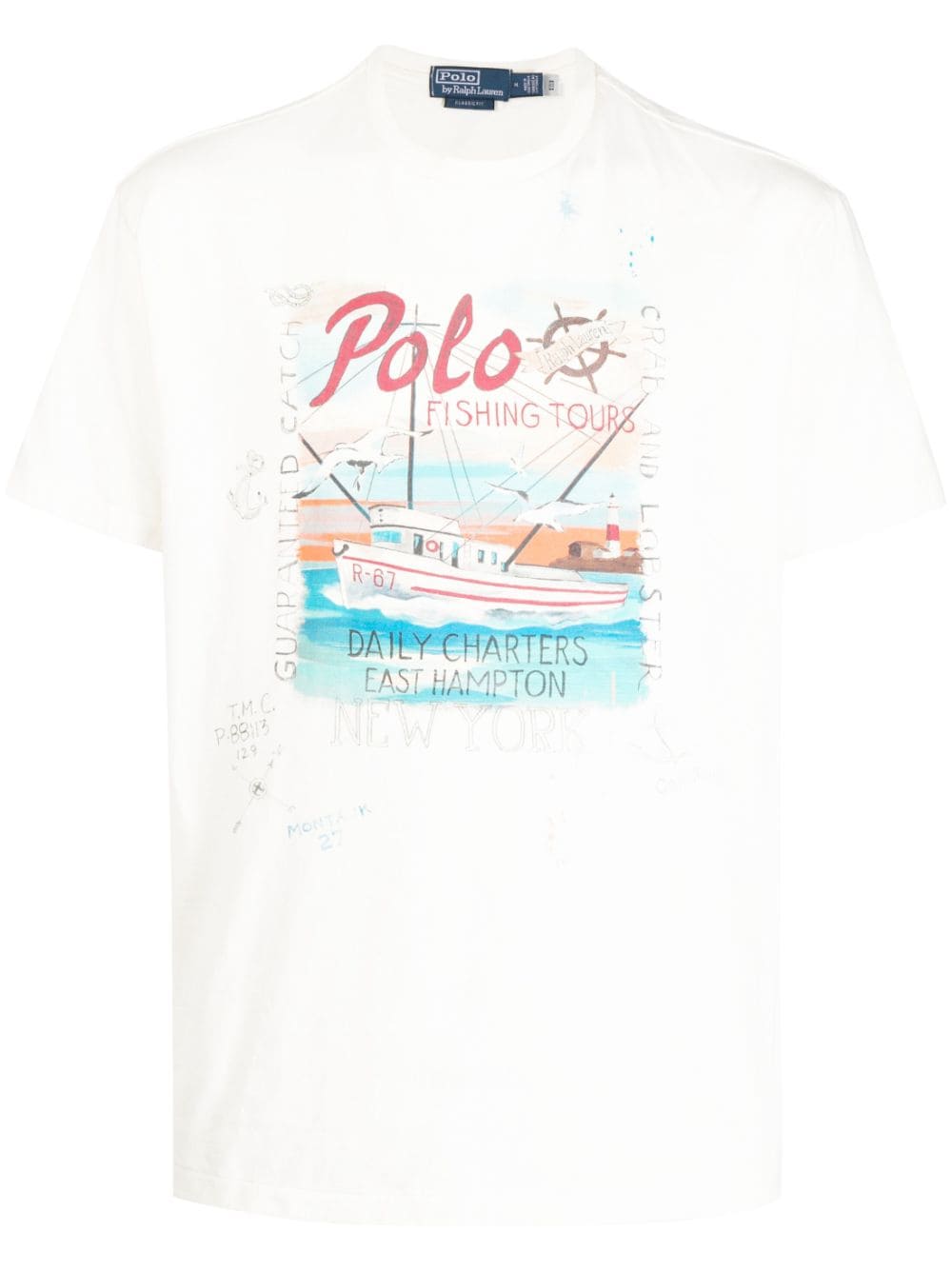 Polo Ralph Lauren graphic-print cotton T-shirt - Neutrals von Polo Ralph Lauren