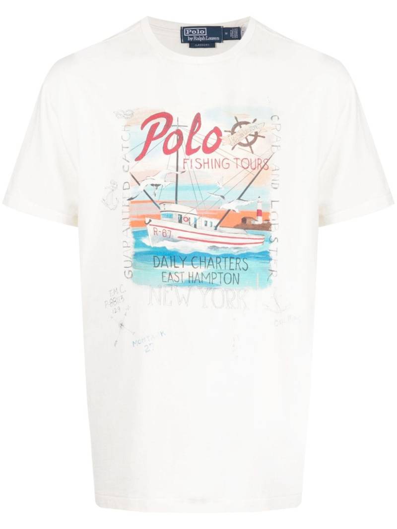 Polo Ralph Lauren graphic-print cotton T-shirt - White von Polo Ralph Lauren