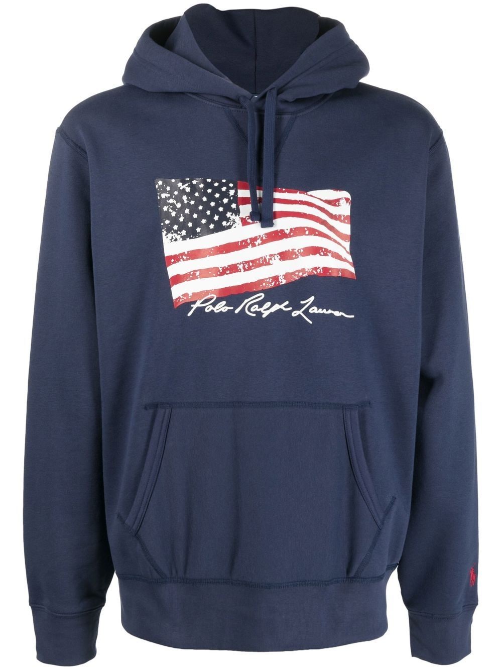 Polo Ralph Lauren graphic-print drawstring hoodie - Blue von Polo Ralph Lauren