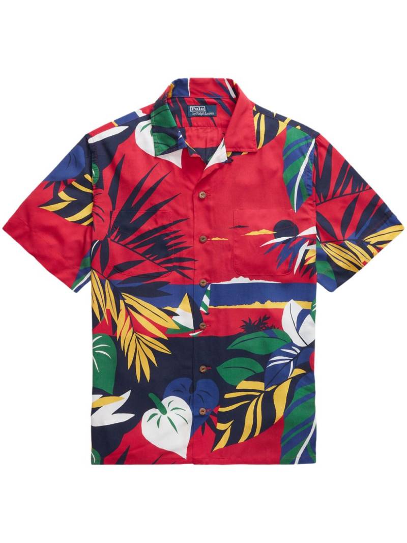 Polo Ralph Lauren graphic-print notched-collar shirt - Red von Polo Ralph Lauren