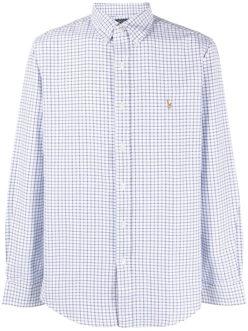Polo Ralph Lauren grid-pattern logo-embroidered cotton shirt - White von Polo Ralph Lauren