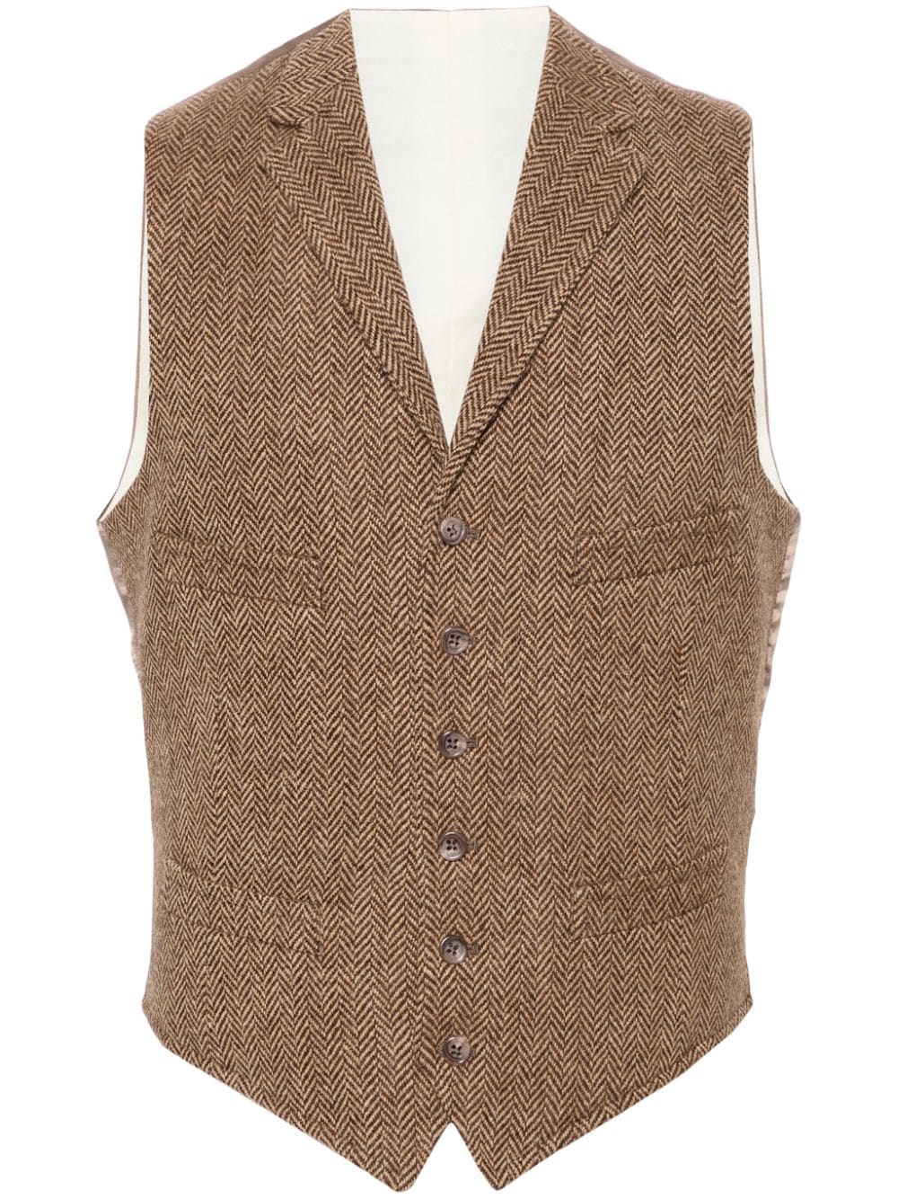 Polo Ralph Lauren herringbone-pattern wool waistcoat - Brown von Polo Ralph Lauren