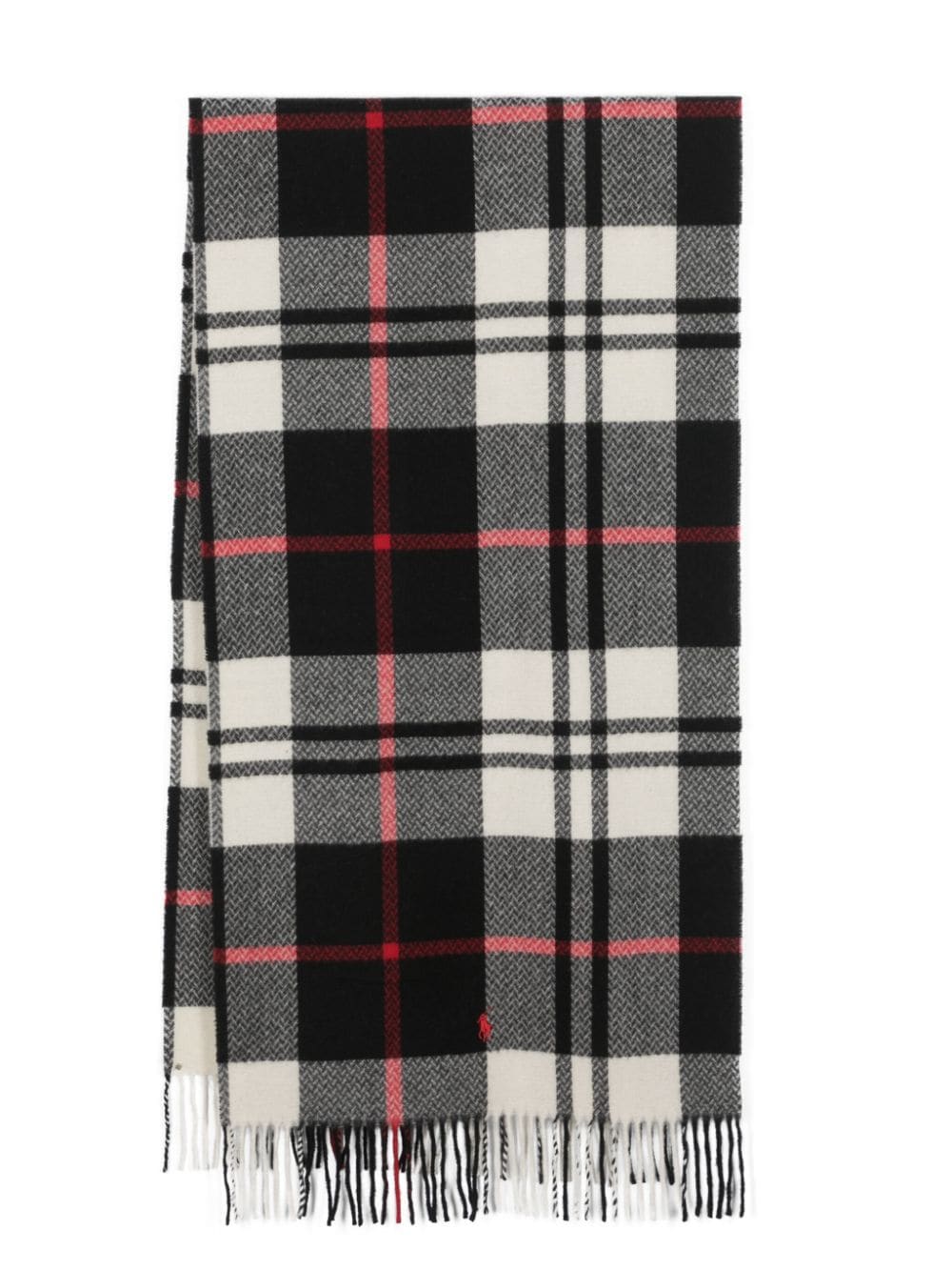 Polo Ralph Lauren herringbone-plaid fringed scarf - Black von Polo Ralph Lauren