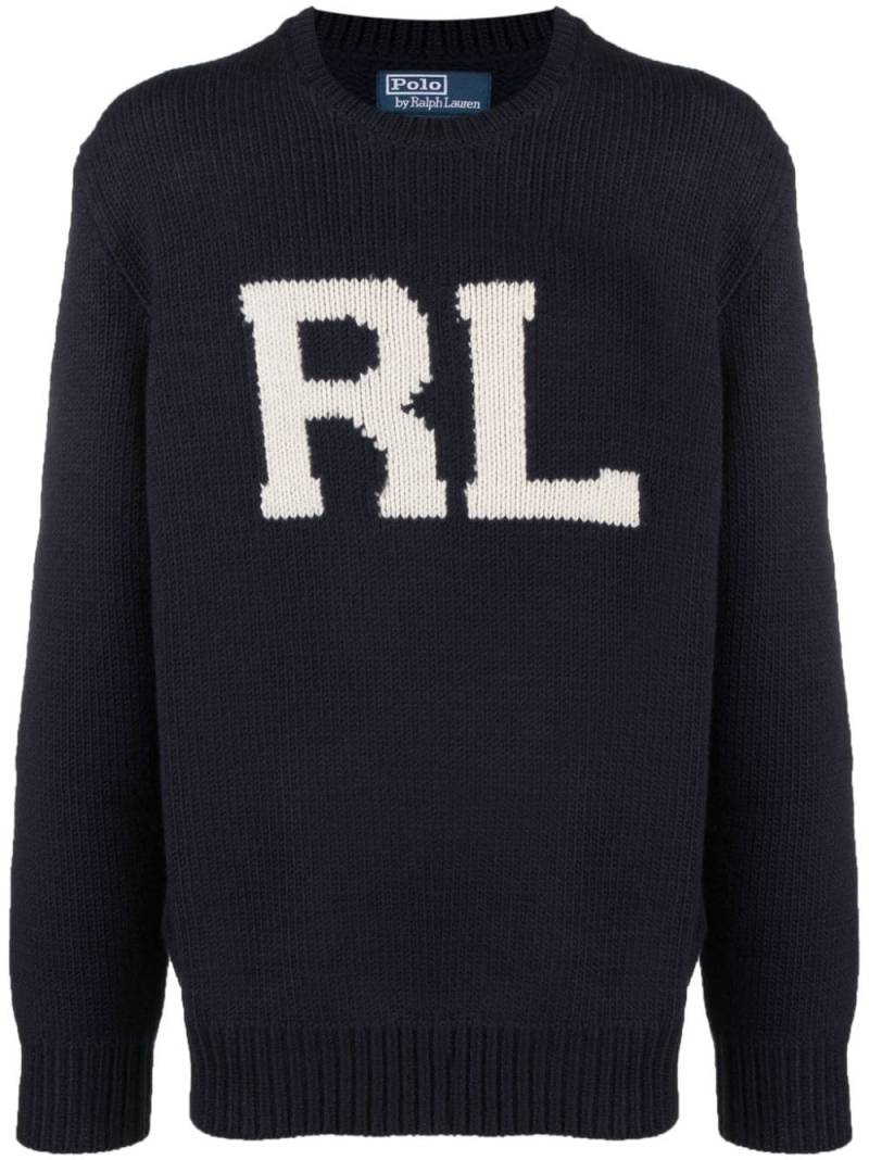 Polo Ralph Lauren intarsia knit logo wool jumper - Blue von Polo Ralph Lauren