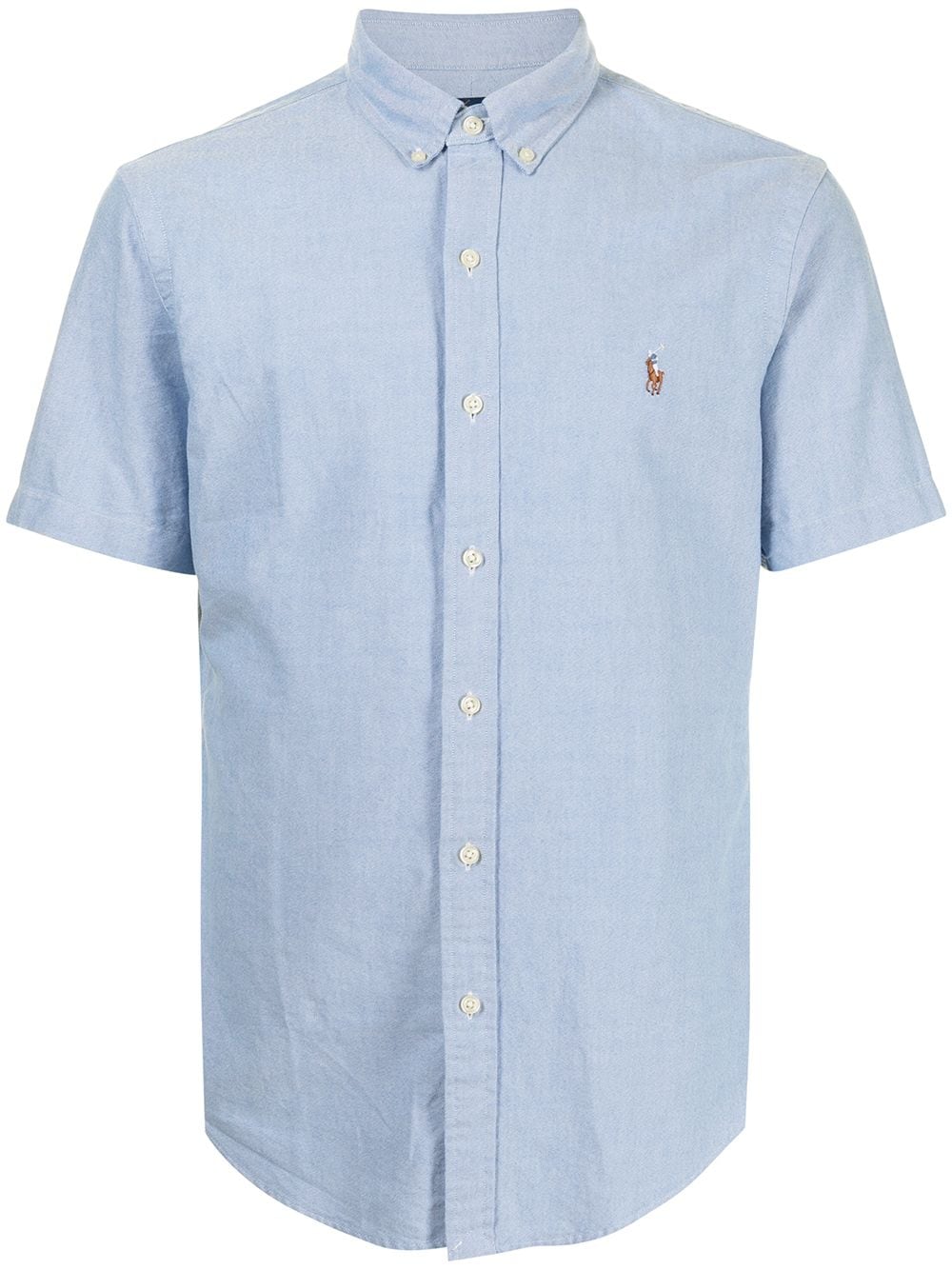 Polo Ralph Lauren logo-embroidered Oxford short-sleeve shirt - Blue von Polo Ralph Lauren