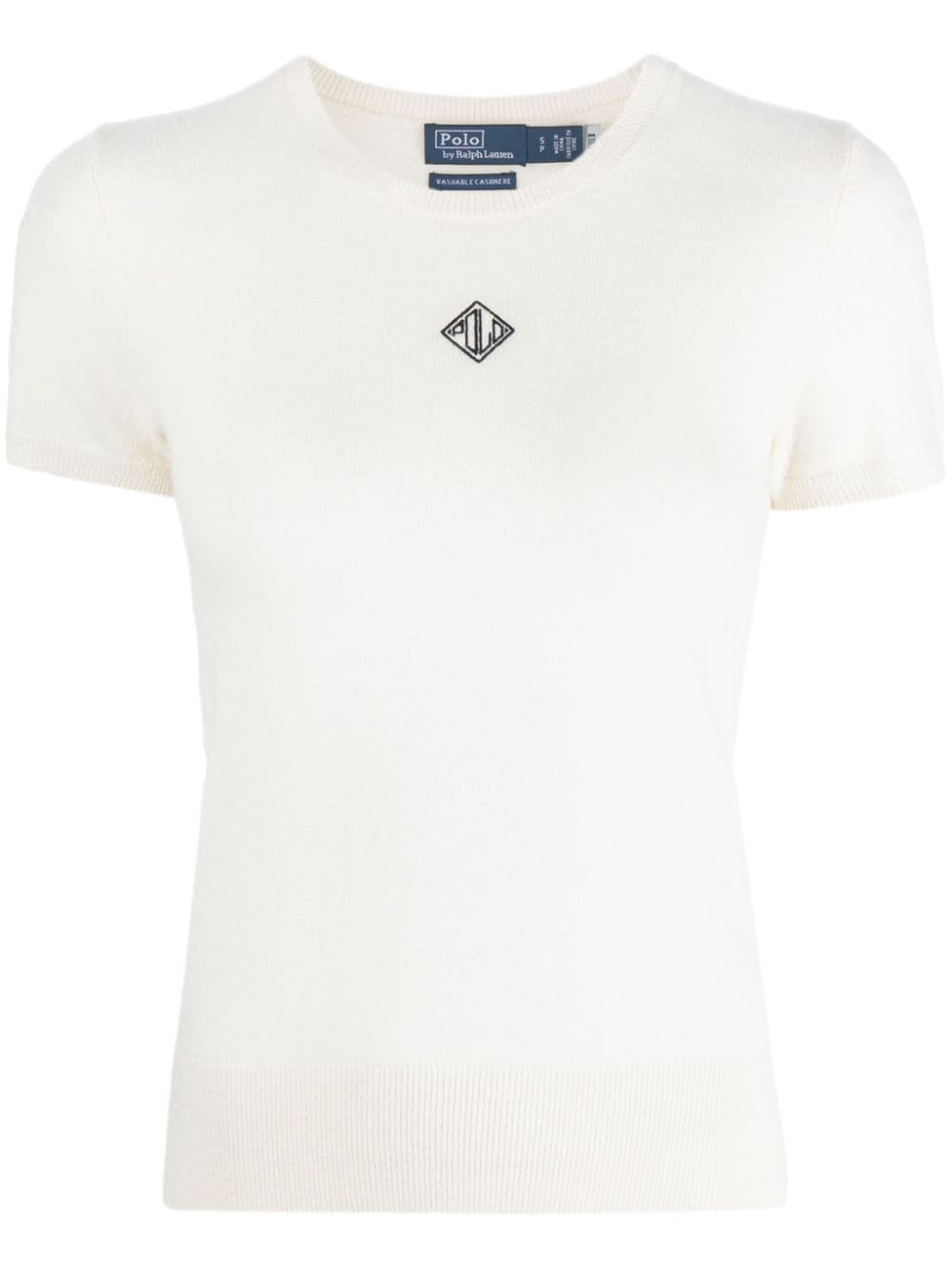 Polo Ralph Lauren logo-embroidered cashmere top - Neutrals von Polo Ralph Lauren