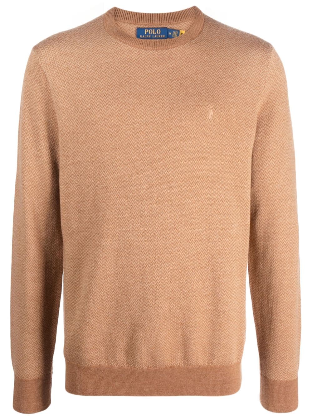 Polo Ralph Lauren logo-embroidered herringbone wool jumper - Neutrals von Polo Ralph Lauren