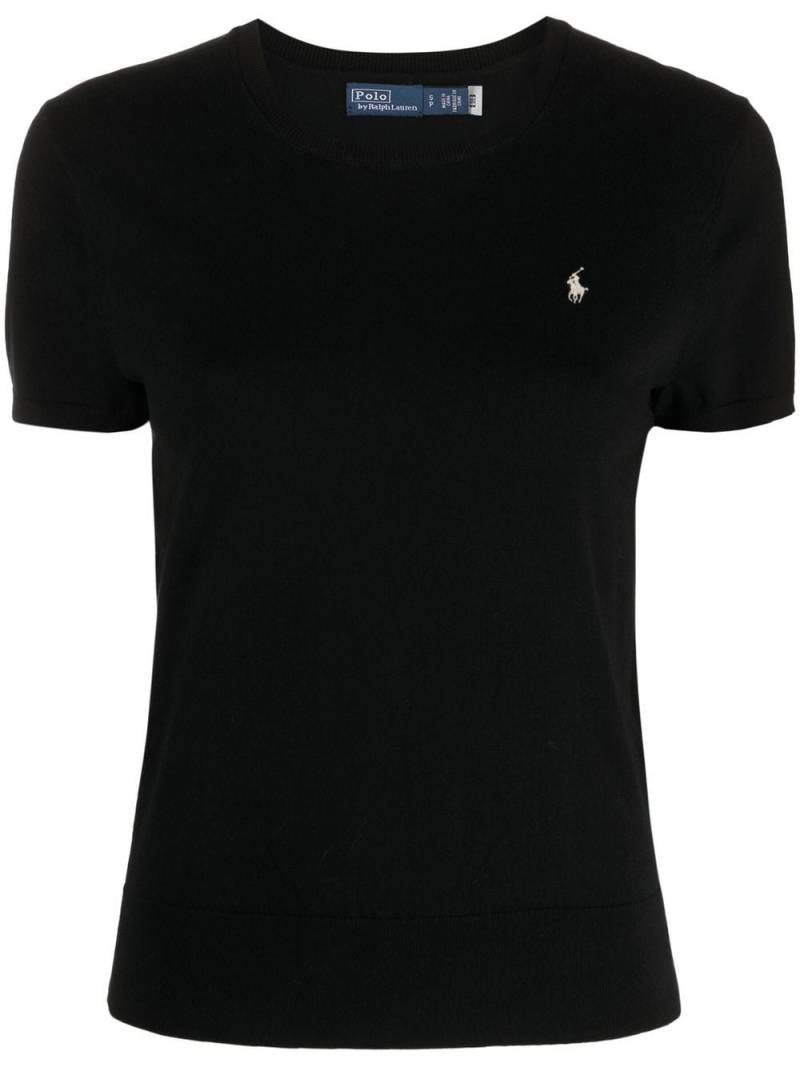 Polo Ralph Lauren logo-embroidered knitted T-shirt - Black von Polo Ralph Lauren
