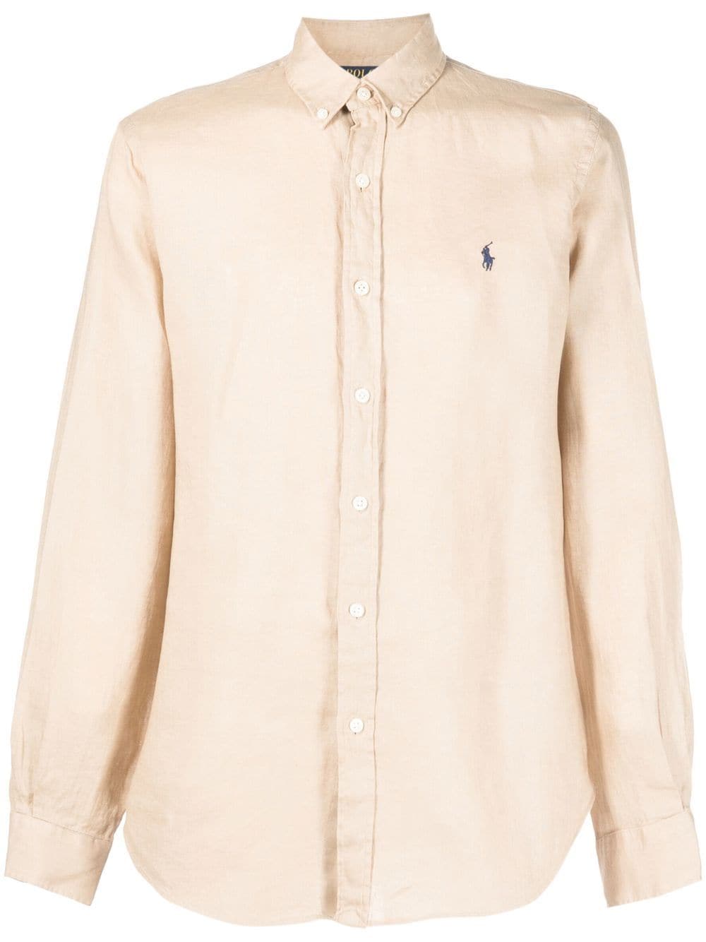 Polo Ralph Lauren logo-embroidered linen shirt - Neutrals von Polo Ralph Lauren