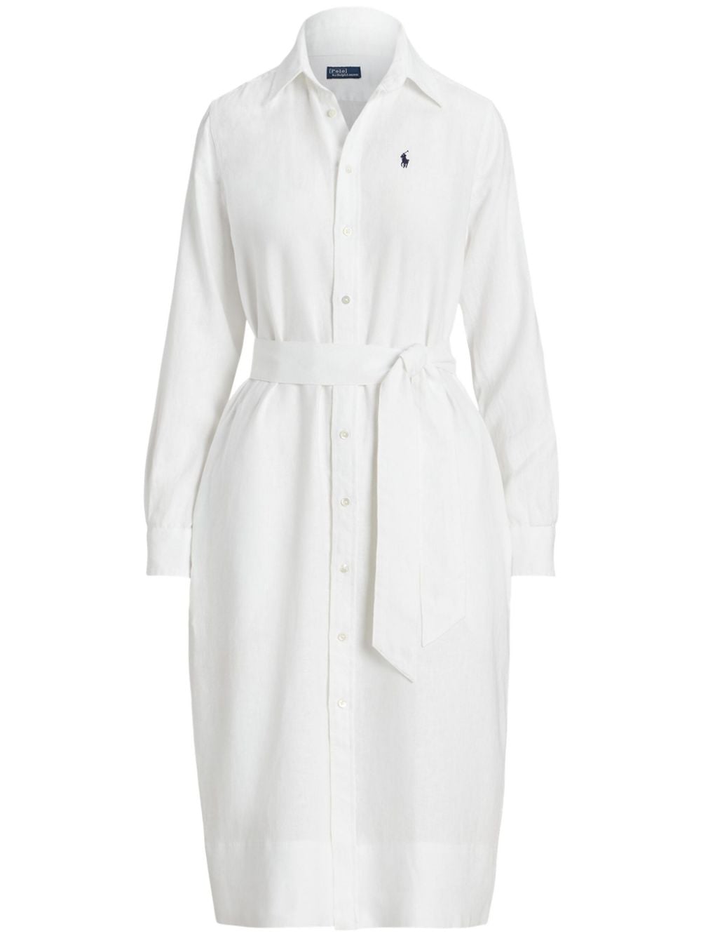 Polo Ralph Lauren logo-embroidered linen shirtdress - White von Polo Ralph Lauren