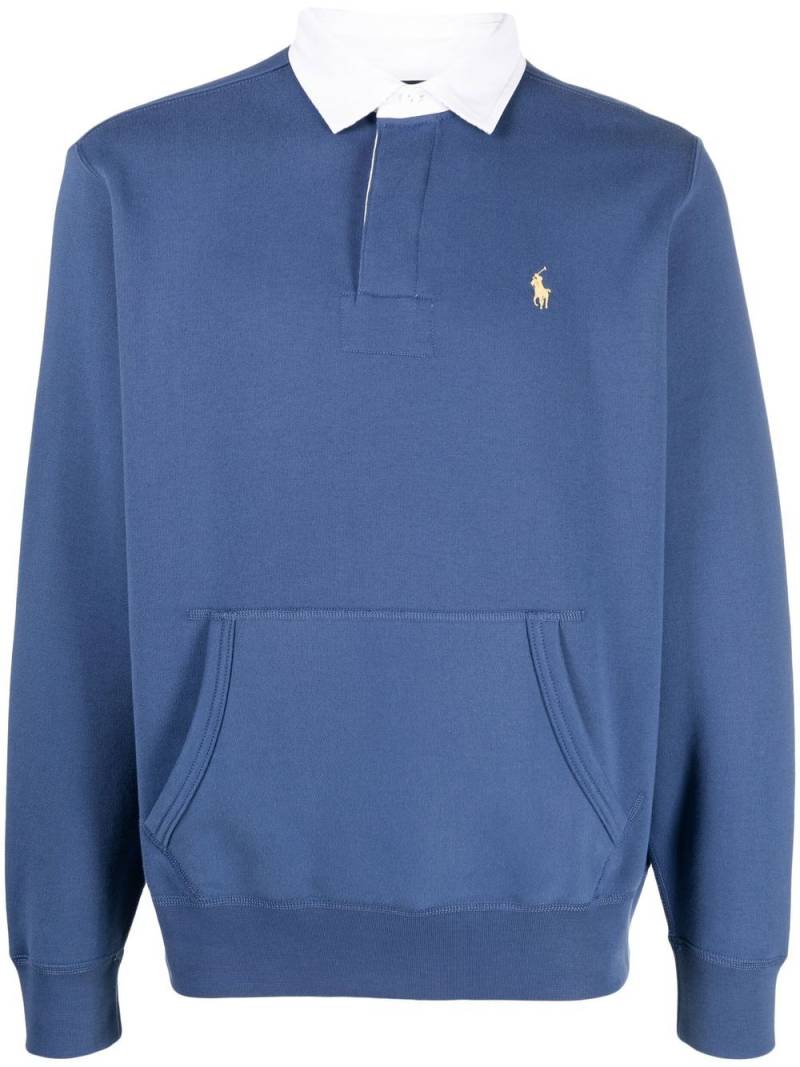 Polo Ralph Lauren logo-embroidered long-sleeved polo shirt - Blue von Polo Ralph Lauren