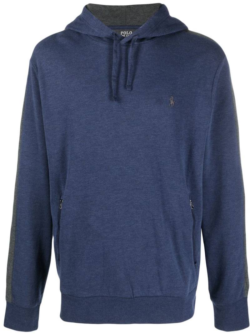 Polo Ralph Lauren logo-embroidered side-stripe hoodie - Blue von Polo Ralph Lauren