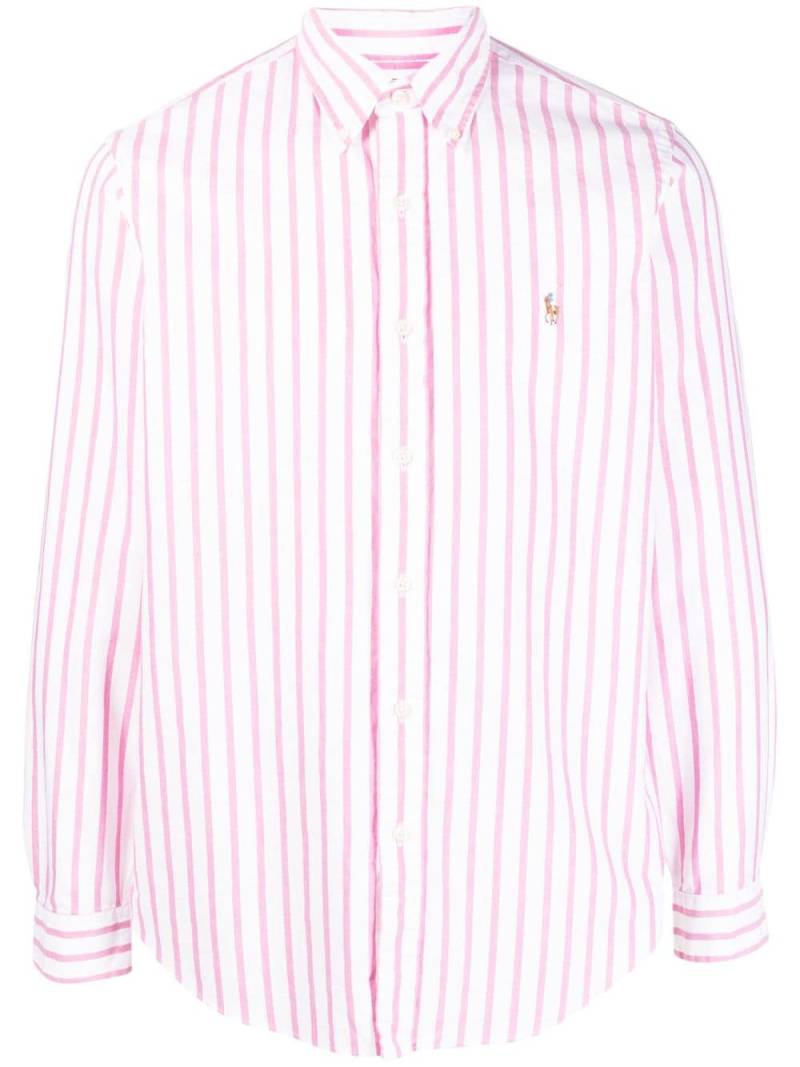 Polo Ralph Lauren logo-embroidered striped shirt - Pink von Polo Ralph Lauren
