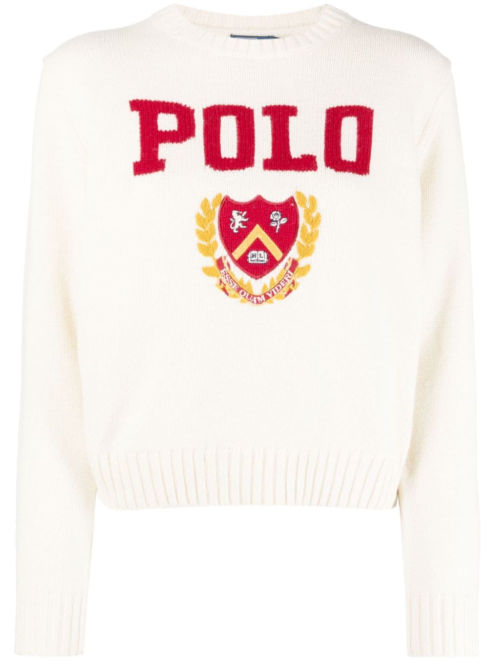 Polo Ralph Lauren logo-intarsia crew-neck jumper - Neutrals von Polo Ralph Lauren