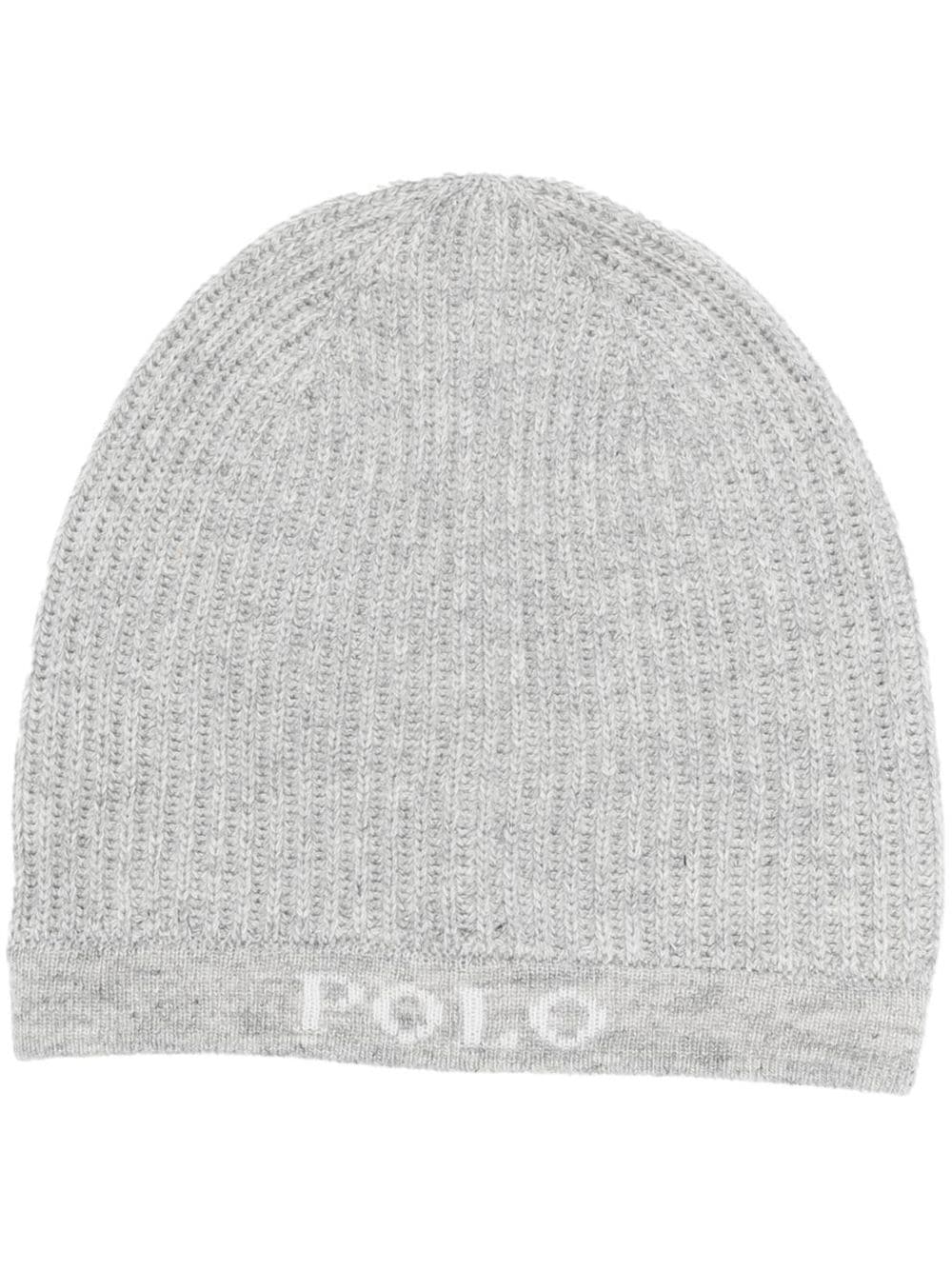Polo Ralph Lauren logo-intarsia rib-knit beanie - Grey von Polo Ralph Lauren